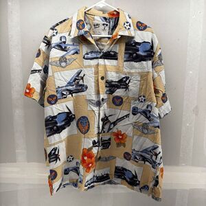 Koko Island Shirt Mens Large Key West Planes Parrots‎ USA Camp Aloha Floral